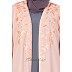 Double layered abaya with embroidery- Pink-Grey